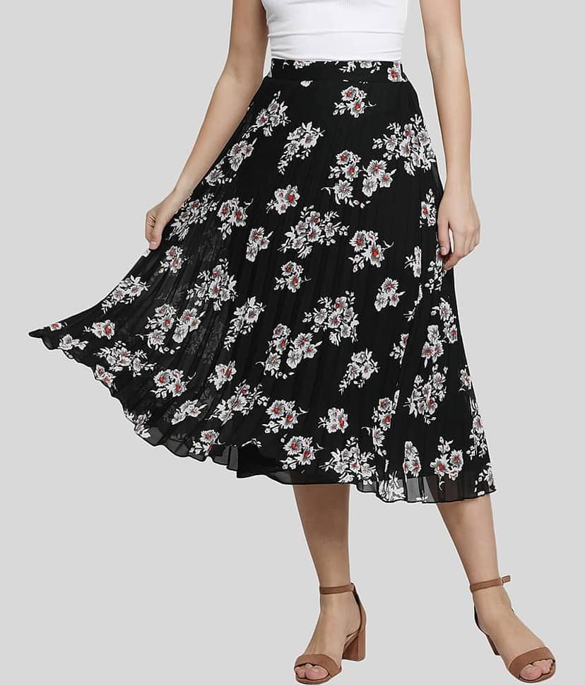 NUEVOSDAMAS - Black Georgette Women's A-Line Skirt ( Pack of 1 )