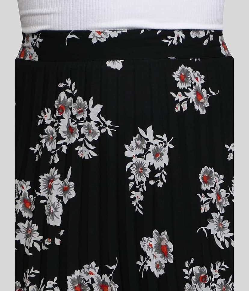 NUEVOSDAMAS - Black Georgette Women's A-Line Skirt ( Pack of 1 ) view 2