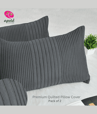 Apala - Pack of 2 Microfiber Solid Quilted Standard Size Pillow Cover ( 68.58 cm(27) x 43.18 cm(17) ) - Grey