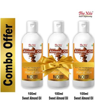The Nile Sweet Almond Oil 100 ML X 3 300 ML Hair Growth Oil 300 mL Pack of 3