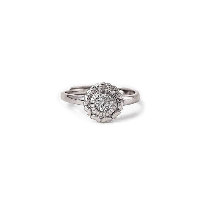 Silver Wheel Of Heart Adjustable Ring (5 in 1 Crystal) view 4