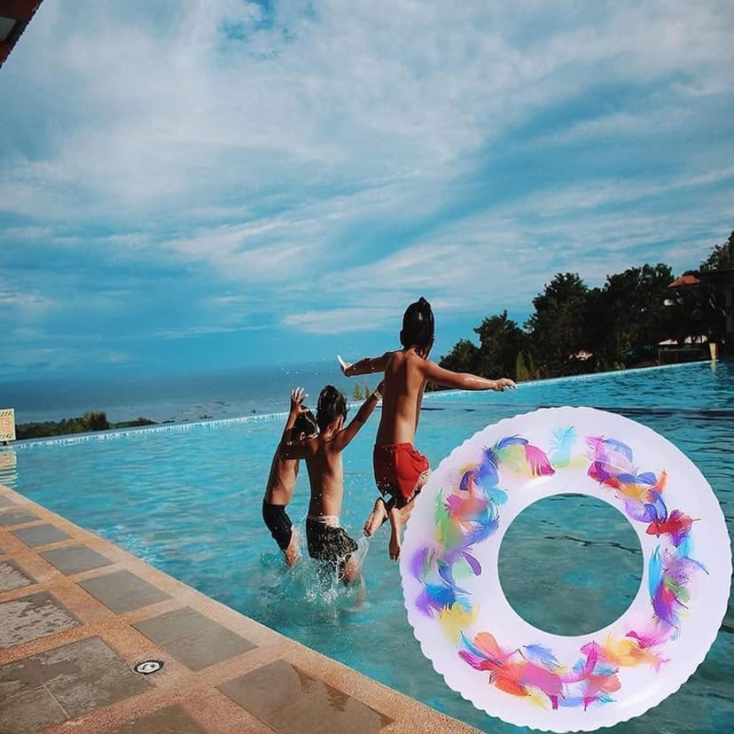 Swim Ring, For children, Conveniently Portable, Feathers, Swimming Ring, For Water Play, For Beaches, Swimming, Summer Vacation (1 Pc) view 3