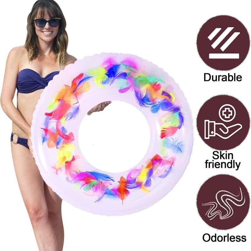 Swim Ring, For children, Conveniently Portable, Feathers, Swimming Ring, For Water Play, For Beaches, Swimming, Summer Vacation (1 Pc) view 4