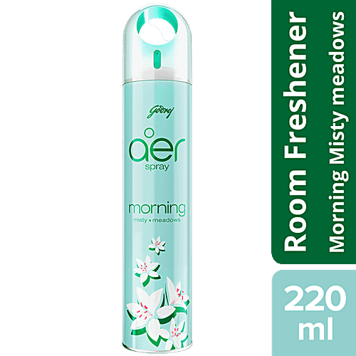 Godrej Aer Spray - Home & Office Air Freshener, Morning Misty Meadows, 220 ml