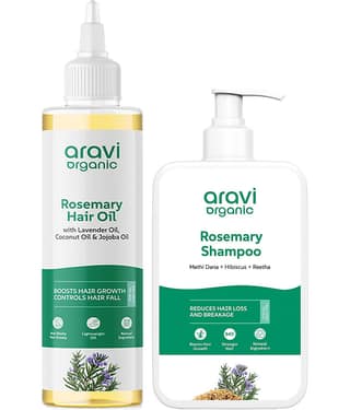 Aravi Organic 100% Pure Rosemary Lavender Hair Oil & Shampoo For Healthy Hair Growth-Pack of 2