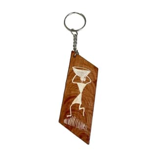 Tisser Red Wooden Warli Art Keychain – Premium Handcrafted Eco-Friendly Product