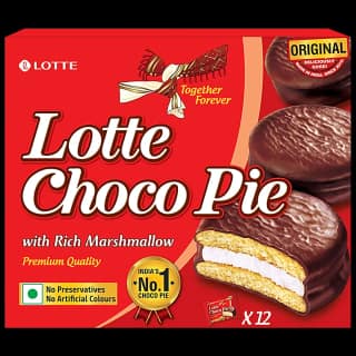 Lotte Choco Pie - Original, With Rich Marshmallow, No Preservatives, 25 G (Pack Of 12)
