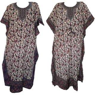 Ukal Combo Pack of 2 Women's Kaftan Dress Cover Up Nightwear Nighty Gown V-Neck Dress