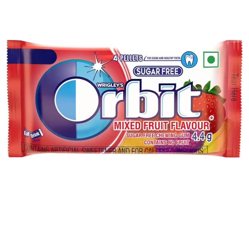 Orbit Mixed Fruit Flavour Sugar Free Chewing Gum - 4.4G Sleeve (Pack Of 32) view 2