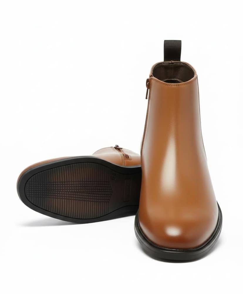 WUGO Premium Tan Chelsea Chain Boots for Men | Modern Slip-On Ankle Boots for Casual & Office Use view 4