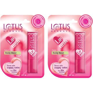 Lotus Herbals Lip Lush Tinted Lip Balm - Rosy Rose Blush Spf 20 8H Moisturisation 4G ( Pack Of 2 )