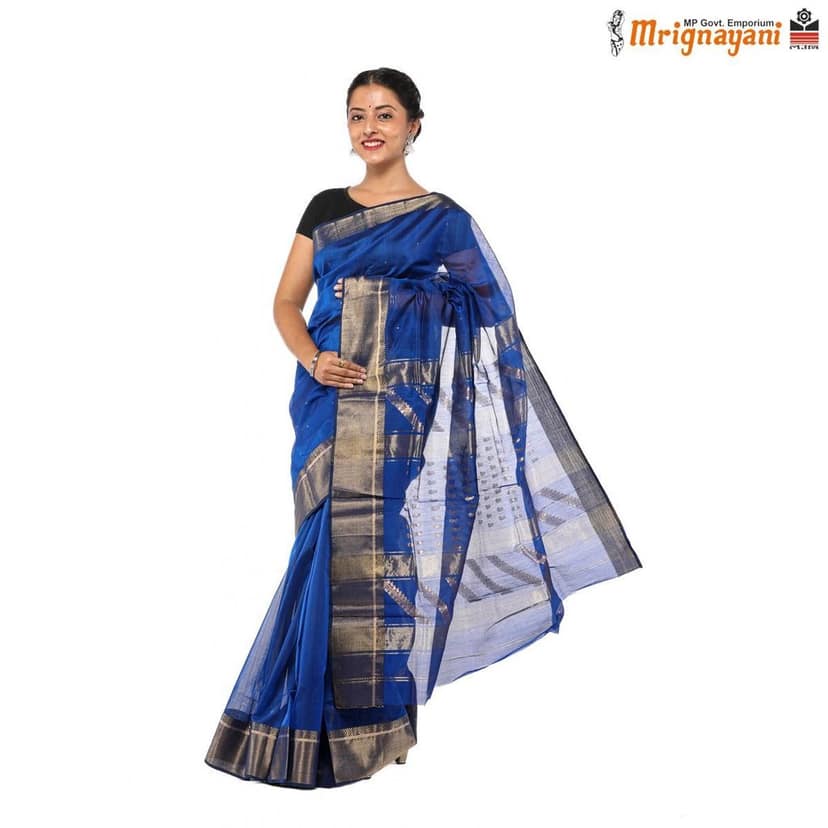 HANDLOOM MAHESHWARI SILK SAREE WITH BLOUSE (SKU - 3S0105300422, SAREE-1076) view 3
