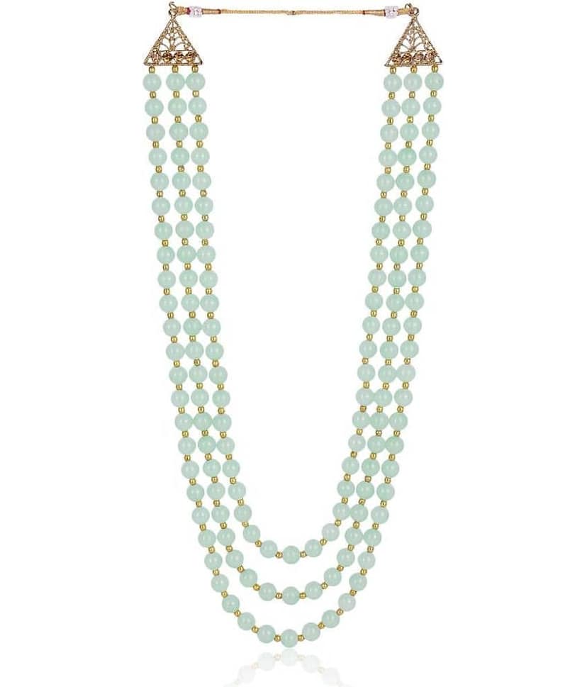 Dulha groom sherwani Necklace/Moti Mala for Men for wedding | Groom Mala and Brooch Set view 2