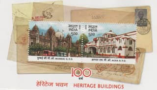 Shobhaphila's 2013 India Heritage Buildings Stamp Set: Mumbai GPO & Agra HPO Indian Miniature Sheet( 12th April 2013)