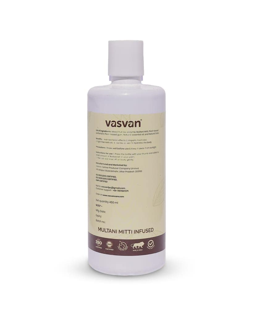 Vasvan Natural Fruit Multani Bodywash - Bio Enzyme Based, 450ml view 4