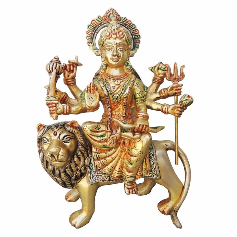 Brass Durga Ji God Idol - Traditional Handcrafted Showpiece, Height : 10.5 Inch (BSMAS937 B) view 2