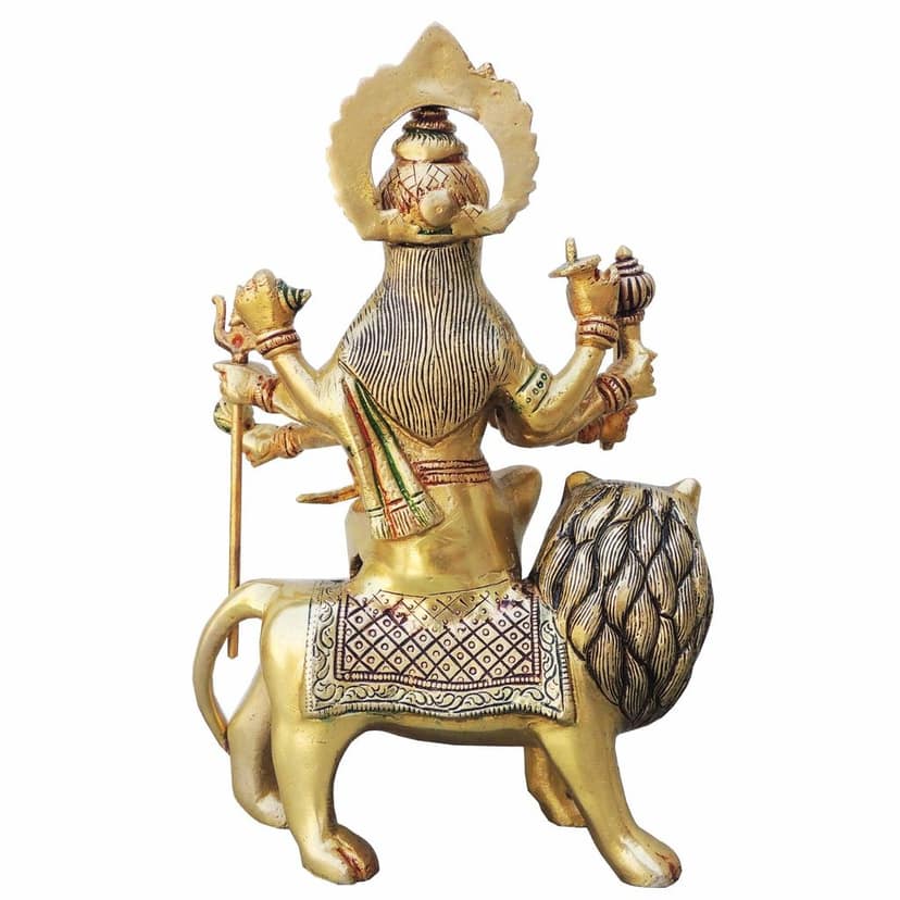Brass Durga Ji God Idol - Traditional Handcrafted Showpiece, Height : 10.5 Inch (BSMAS937 B) view 3