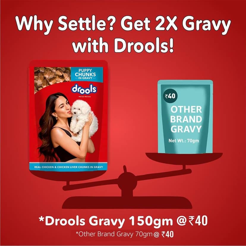 Drools Puppy Wet Dog Food Real Chicken and Chicken Liver Chunks Gravy 0.9 Kg (6 X 150g) view 6