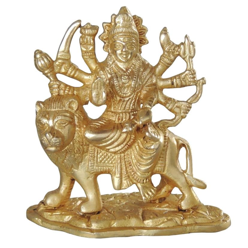 Brass Durga Ji God Idol Statue � Maa Durga Brass Murti for Home Mandir, Height : 4 Inch (BSMAS1028 B) view 2