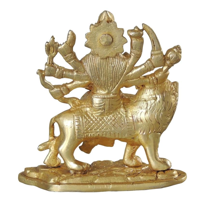 Brass Durga Ji God Idol Statue � Maa Durga Brass Murti for Home Mandir, Height : 4 Inch (BSMAS1028 B) view 3
