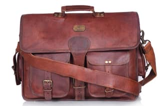Joyait Leather Handicraft - Vintage Handmade Leather Travel Messenger Office Crossbody Bag Laptop Briefcase Computer College Satchel Bag For Men And Women