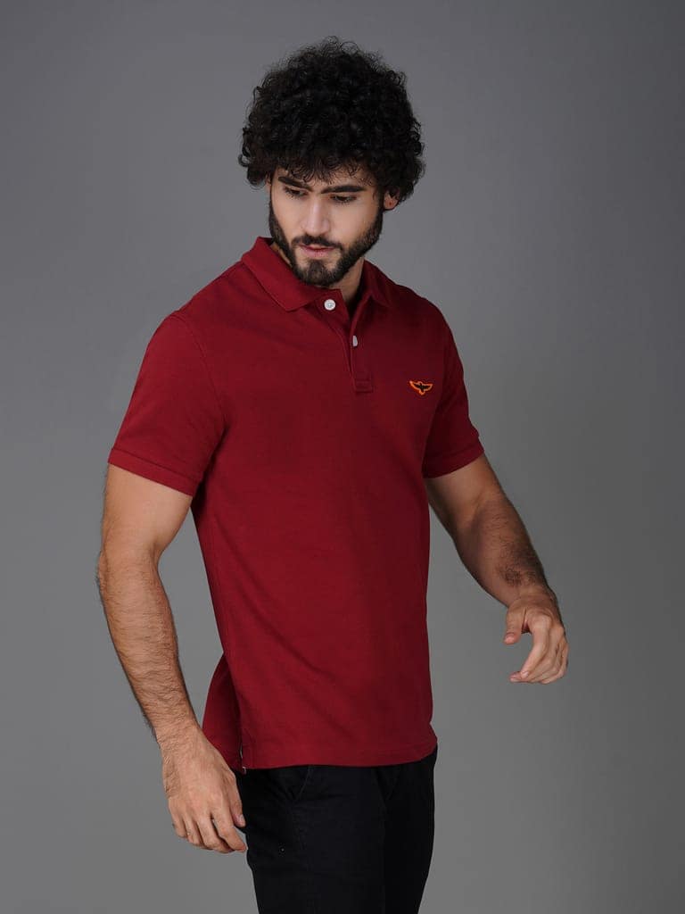 Solid Polo Shirt-MAROON view 5