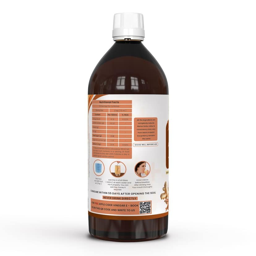 Dr. Patkar's Apple Cider Vinegar with Ginger, Garlic, Lemon & Arjuna (ACV HRT PLUS) + Formula Morning Detox Tonic Heart, Immunity & Digestion Support 500 ML (Pack of 1) view 2