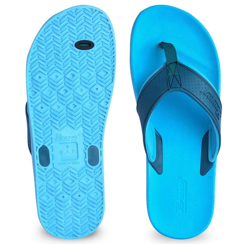 Paragon Fashionable Powder Blue and Sea Blue Flip Flops for Men view 5