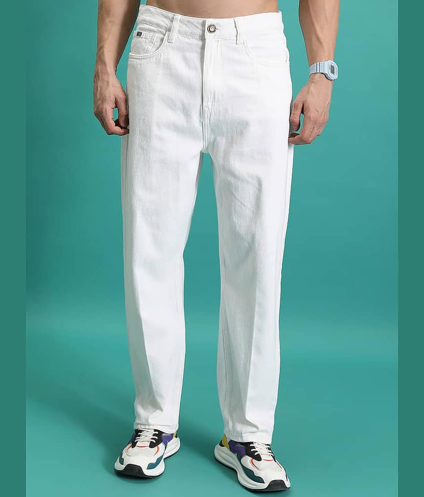 Highlander Relaxed Solid Men's Jeans - White ( Pack of 1 )