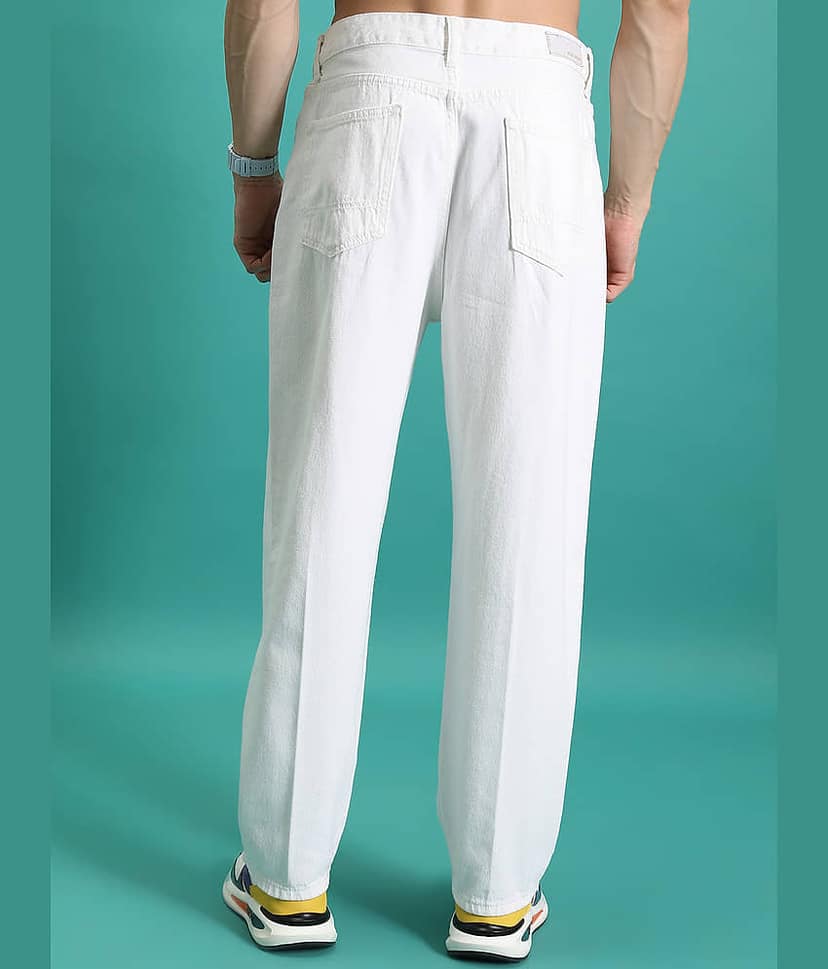 Highlander Relaxed Solid Men's Jeans - White ( Pack of 1 ) view 3