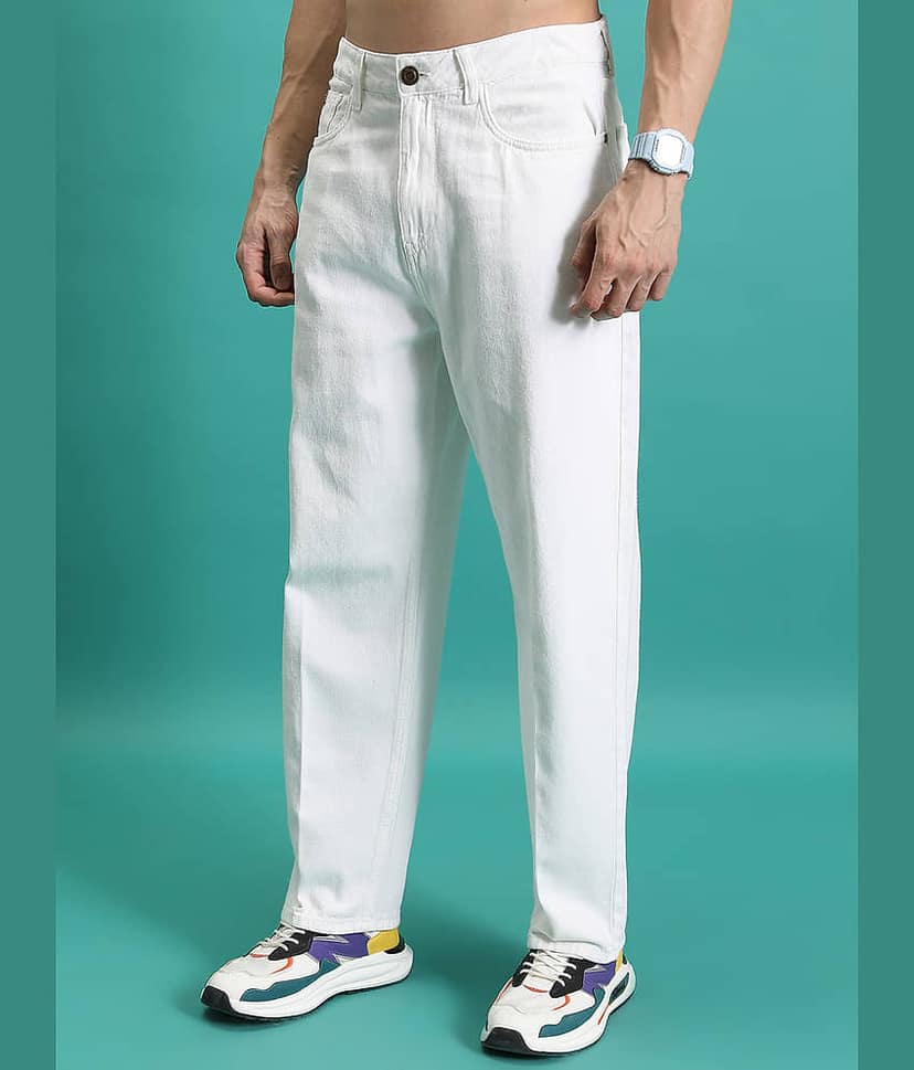 Highlander Relaxed Solid Men's Jeans - White ( Pack of 1 ) view 4
