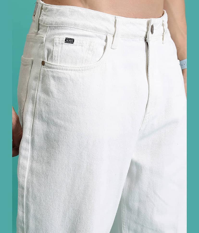 Highlander Relaxed Solid Men's Jeans - White ( Pack of 1 ) view 5