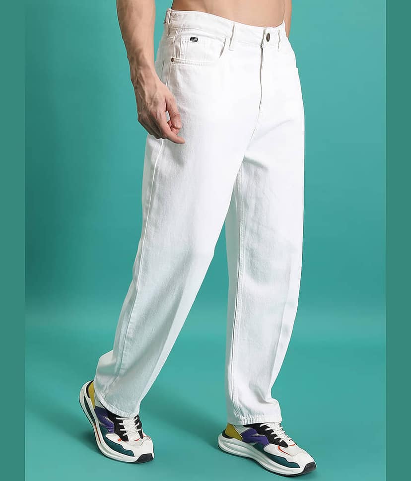 Highlander Relaxed Solid Men's Jeans - White ( Pack of 1 ) view 6