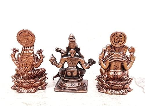 Searchers Paradise - Copper Idols Goddess Lakshmi, Saraswathi and Ganesh, Copper Handmade 164 Grams, Patina Antique Finish, Pack of 1 Piece view 2
