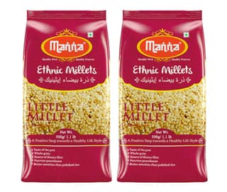Manna Little Millet Unpolished 1Kg Natural Grains Kutki/Samai/Same/Samulu | Native Low GI Millet Rice | High Protein & 100% More Fibre than Rice -500g (Pack of 2)