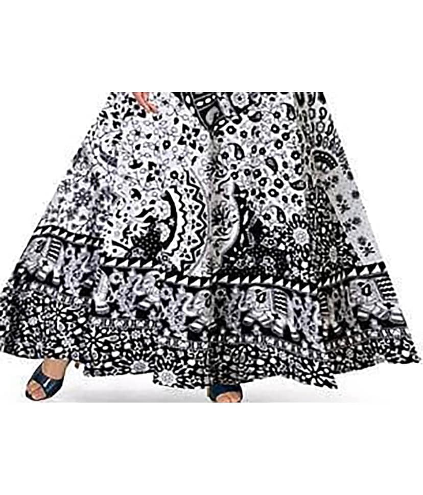OuterWear Multicolor Flared Cotton Blend Women's Stitched Ethnic Gown ( Pack of 1 ) view 2