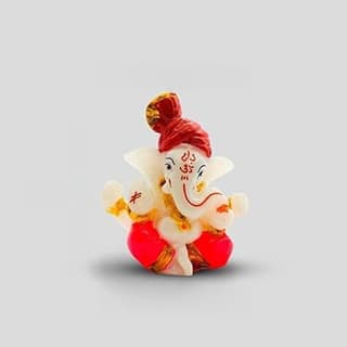 Patwari Arts Lord Ganesha Showpiece for Home Decor & Office/Temple Decor, Car Dashboard Showpiece for Living Room Pagdi Ganesh Ji Murti , (2.3 x 2.3 Inch, Multicolour).
