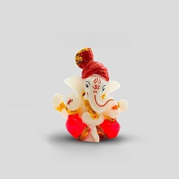 Patwari Arts Lord Ganesha Showpiece for Home Decor & Office/Temple Decor, Car Dashboard Showpiece for Living Room Pagdi Ganesh Ji Murti , (2.3 x 2.3 Inch, Multicolour).