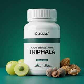 Cureayu Triphala Capsules | Support Healthy Digestion & Gentle Detox | Promote Overall Gut Wellness