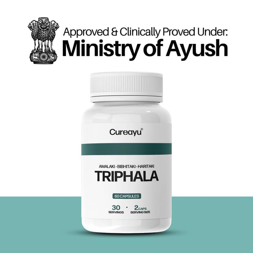 Cureayu Triphala Capsules | Support Healthy Digestion & Gentle Detox | Promote Overall Gut Wellness view 3