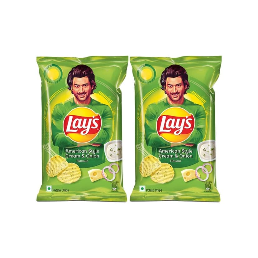 Lay's American Style Cream & Onion Flavour Potato Chips - Pack of 2 view 2