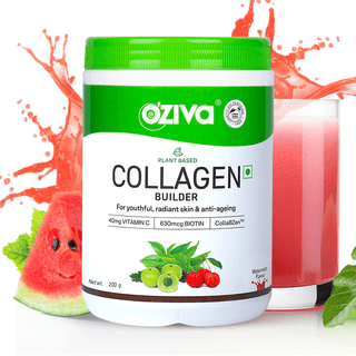 OZiva Collagen Builder for Anti Ageing & Skin Radiance with Vitamin C, Watermelon (200 g)