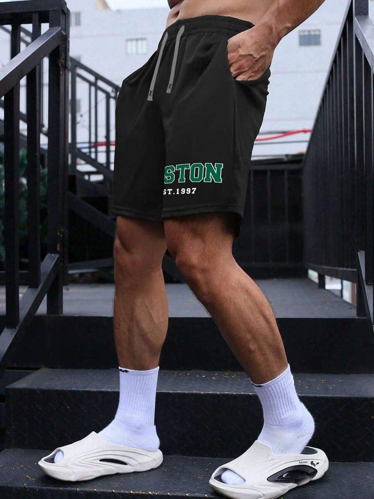 SCOTT FINCHER Men's Casual Shorts, Boston Est.1977, Drawstring Waist, Comfortable Fit, Perfect for Summer : AA(SRT)BLACK_273 view 4
