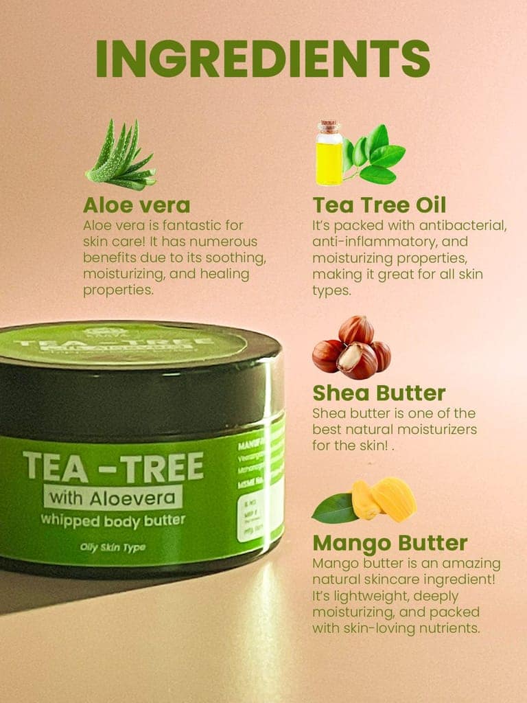 Kaaya Natural Tea Tree with Aloevera Whipped Body Butter view 3