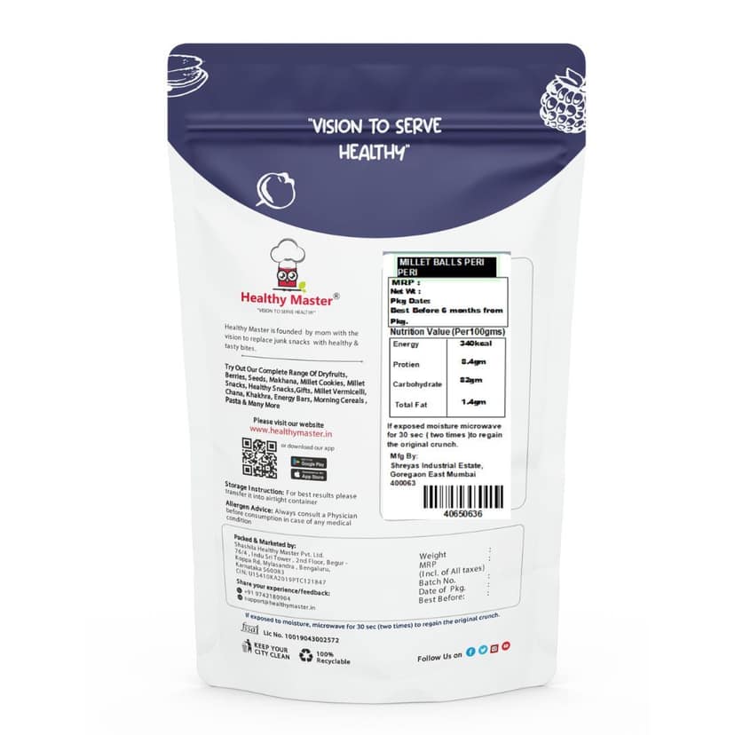 Healthy Master Parent Millet Balls Peri Peri Flavour, 150 gm view 2