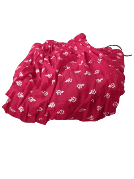 Red and White Floral A-Line Maxi Skirt view 2