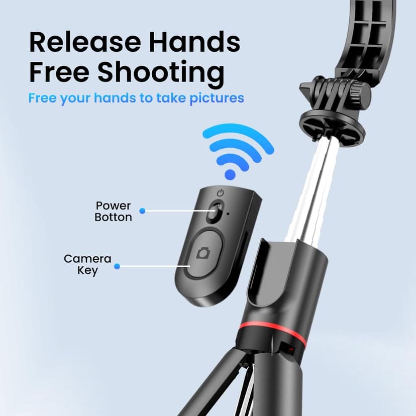 Portronics Lumistick - Smart Selfie Stick stable tripod stand, Bluetooth remote, multi-angle shooting, Ultra-light and Durable view 3