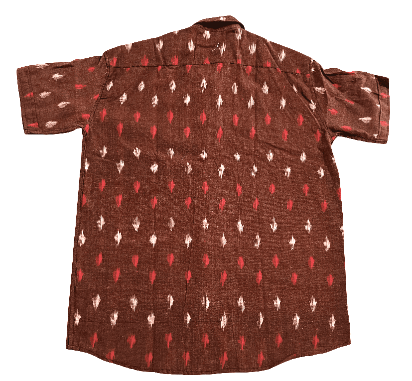 Men's Brown Cotton Ikat Print Shirt view 4