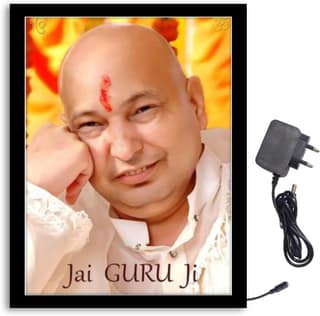 NOKKES Jai Guru Ji Bade Guru ji Sawroop Guru Ji Light Photo Frame 8X10 inch Led Light photo Frame With Light Adaptor Led Light Photo Frame Black Color Photo Frame_AQW245