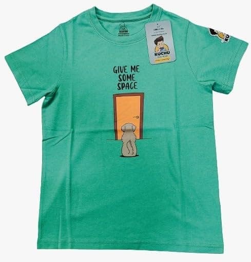 KUCHU Kids Give Me Some More Space Printed T-Shirt (Teal Green, 8–9 Years) | Cotton Modal Fabric | Breathable | Lightweight | Comfortable Wear view 2
